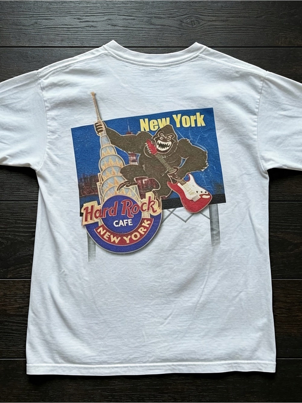 City Monster Guitar Graphic Tee White - Bold Urban Adventure T-Shirt
